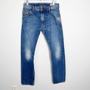 Diesel Jeans Mens 30x34 Krooley Regular Slim Carrot Faded Whiskered Blue CL